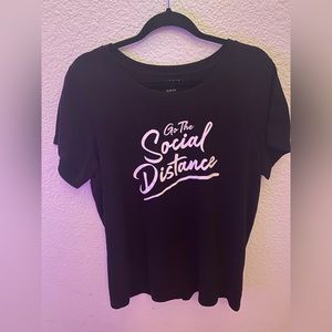 Torrid Size 2 Slim Fit Black Go The Social Distance Short Sleeve T- Shirt
